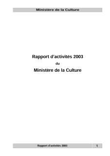 Rapport d'activité 2003 du ministère de la Culture