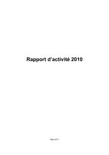 Rapport d'activité 2010 du ministère de la Culture