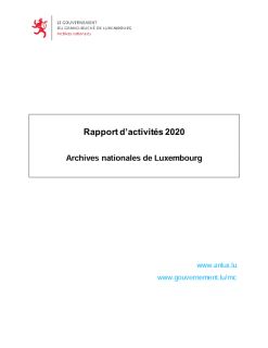 Rapport d’activité 2020 des Archives nationales de Luxembourg