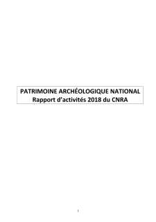 Rapport d'activité 2018 du Centre national de recherche archéologique