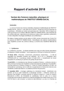 Rapport d'activité 2018 de la Section des Sciences naturelles physiques et mathématiques de l'IGD