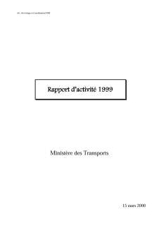 Rapport d'activités 2000, Rapport d'activité 1999 du ministère des Transports