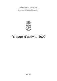 Rapport d'activité 2000 du ministère de l'Environnement