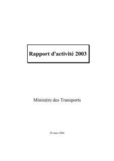 Rapport d'activité 2003 du ministère des Transports