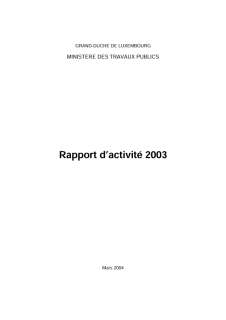 Ministère des Travaux Publics - Rapport d'activité 2003, Rapport d'activité 2003 du ministère des Travaux publics
