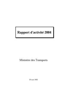 Rapport d'activité 2004 du ministère des Transports