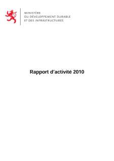 Microsoft Word - RA 1 MDDI 2010.doc, Rapport d'activité 2010 du ministère du Développement durable et des Infrastructures - Introduction