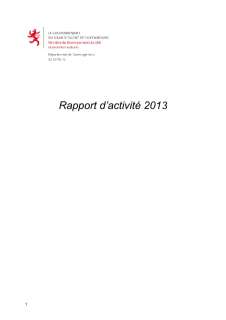 DEPARTEMENT DE L’ENVIRONNEMENT, Rapport d'activité 2013 du Département de l'aménagement du territoire