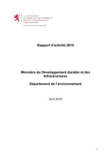 DEPARTEMENT DE L’ENVIRONNEMENT, Rapport d'activité 2015 du Département de l'environnement