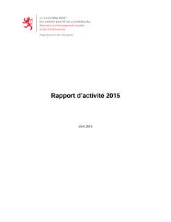 Rapport d'activité - Transports 2015, Rapport d'activité 2015 du Département des transports
