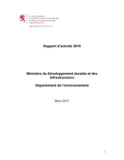 Rapport d'activité 2016 du Département de l'environnement