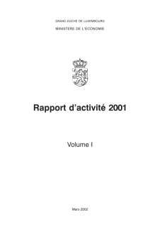 Rapport d'activité 2001 du ministère de l'Économie