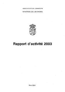 Rapport d'activité 2003 du ministère de l'Économie