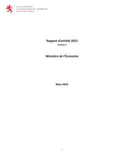 Rapport d'activité 2015 du ministère de l'Économie