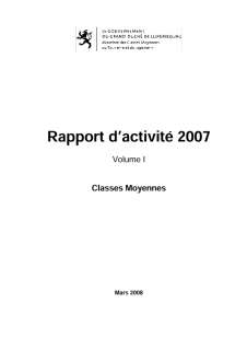 Microsoft Word - RAPPORT 2007 final.doc, Rapport d'activité 2007 du Département des classes moyennes
