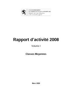 Microsoft Word - RAPPORT 2008 final.doc, Rapport d'activité 2008 du Département des classes moyennes