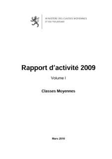 Microsoft Word - RAPPORT 2009 final.doc, Rapport d'activité 2009 du Département des Classes moyennes