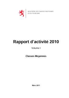 RAPPORT 2010 final, Rapport d'activité 2010 du Département des classes moyennes