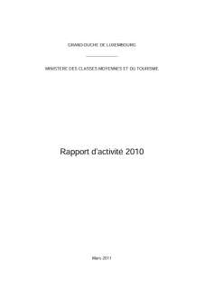 I, Rapport d'activité 2010 du Département du tourisme