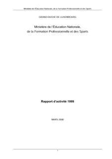 Rapport d'activité 1999 du ministère de l'Éducation nationale, de la Formation professionnelle et des Sports