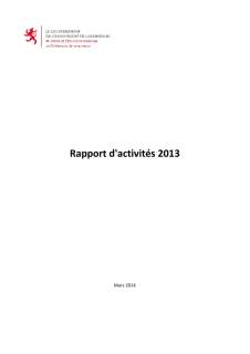 Rapport d'activité 2013 du ministère de l'Éducation nationale et de la Formation professionnelle