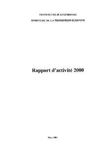 Rapport d'activité 2000 du ministère de la Promotion féminine