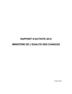 Rapport d'activité 2012 du ministère de l'Égalité des chances
