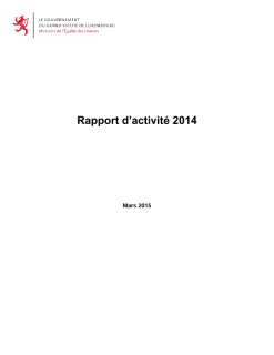 SOMMAIRE, Rapport d'activité 2014 du ministère de l'Égalité des chances