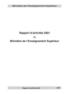 rapp_es, Rapport d'activité 2001 du département de l'enseignement supérieur