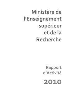 Rapport d'activité 2010 du ministère de l'Enseignement supérieur et de la Recherche