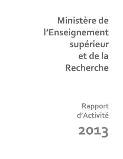 Microsoft Word - Rapport d'activite´ 2013 JE rv.docx, Rapport d'activité 2013 du ministère de l'Enseignement supérieur et de la Recherche