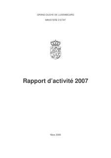 Rapport d'activité 2007 du ministère d'État