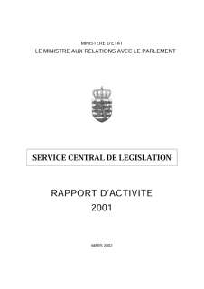 Rapport d'activité 2001 du Service central de Législation