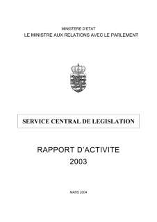 Rapport d'activité 2003 du service central de législation