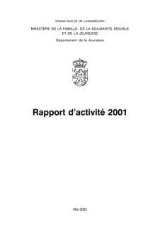 Famille.pdf, Rapport d'activité 2001 du ministère de la Famille, de la Solidarité sociale et de la Jeunesse - Département jeunesse
