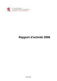 Rapport d'activité 2006 du ministère de la Famille et de l'Intégration