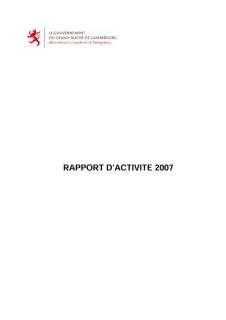 RAPPORT D’ACTIVITE 2007, Rapport d'activité 2007 du ministère de la Famille et de l'Intégration