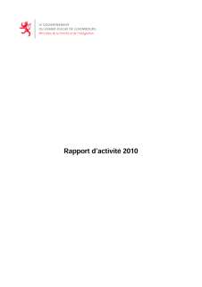 Rapport d'activité 2010 du ministère de la Famille et de l'Intégration