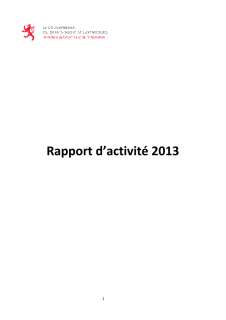 Rapport d'activité 2013 du ministère de la Famille et de l'Intégration