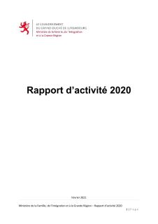 Rapport d’activité 2020 du ministère de la Famille, de l’Intégration et à la Grande Région