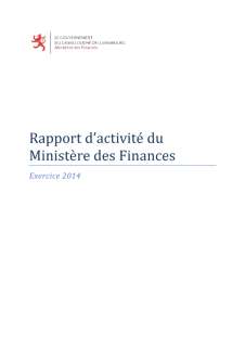 Rapport d'activité 2014 du ministère des Finances