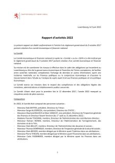Rapport d'activité 2022 - Comité économique et financier national 