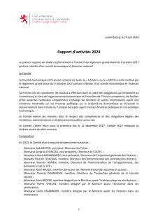 Rapport d'activités 2023 du Comité économique et financier national