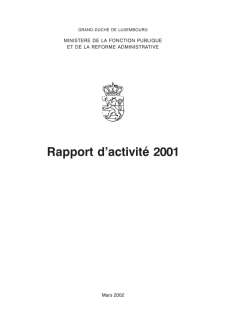 Rapport d'activité 2001 du ministère de la Fonction publique et de la Réforme administrative