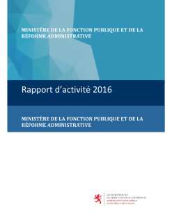 Rapport d'activité MFPRA 2016, Rapport d'activité 2016 du ministère de la Fonction publique et de la Réforme administrative