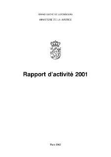 Rapport d'activité 2001 du ministère de la Justice