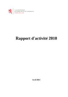 Rapport d'activité 2010 du ministère de la Justice