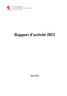 Rapport d'activité 2012 du ministère de la Justice