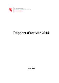 Rapport d'activité 2015 du ministère de la Justice