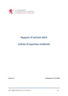 Rapport d'activité 2015 de la Cellule d'expertise médicale